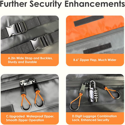 Car Rooftop Cargo Carrier Bag 20 Cubic Feet, 100% Waterproof Heavy Duty Car Roof Bag for All Vehicle with/Without Racks - Anti-Slip Mat, 6 Door Hooks, Storage Bags, 5CM Straps(Orange)