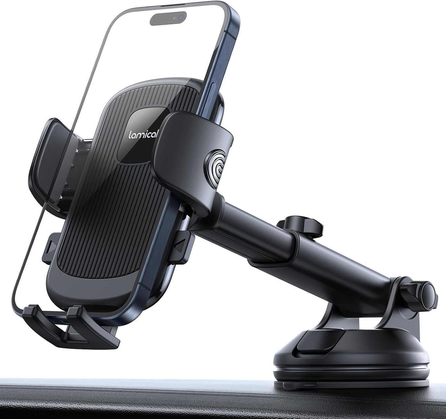 Lamicall Car Phone Holder - [Strongest Military-Grade Suction Cup] 360° Rotation Phone Holders for Your Car Quick Release Adjustable Phone Mount for Car Dashboard for iPhone 17 16 Pro Max Galaxy Truck