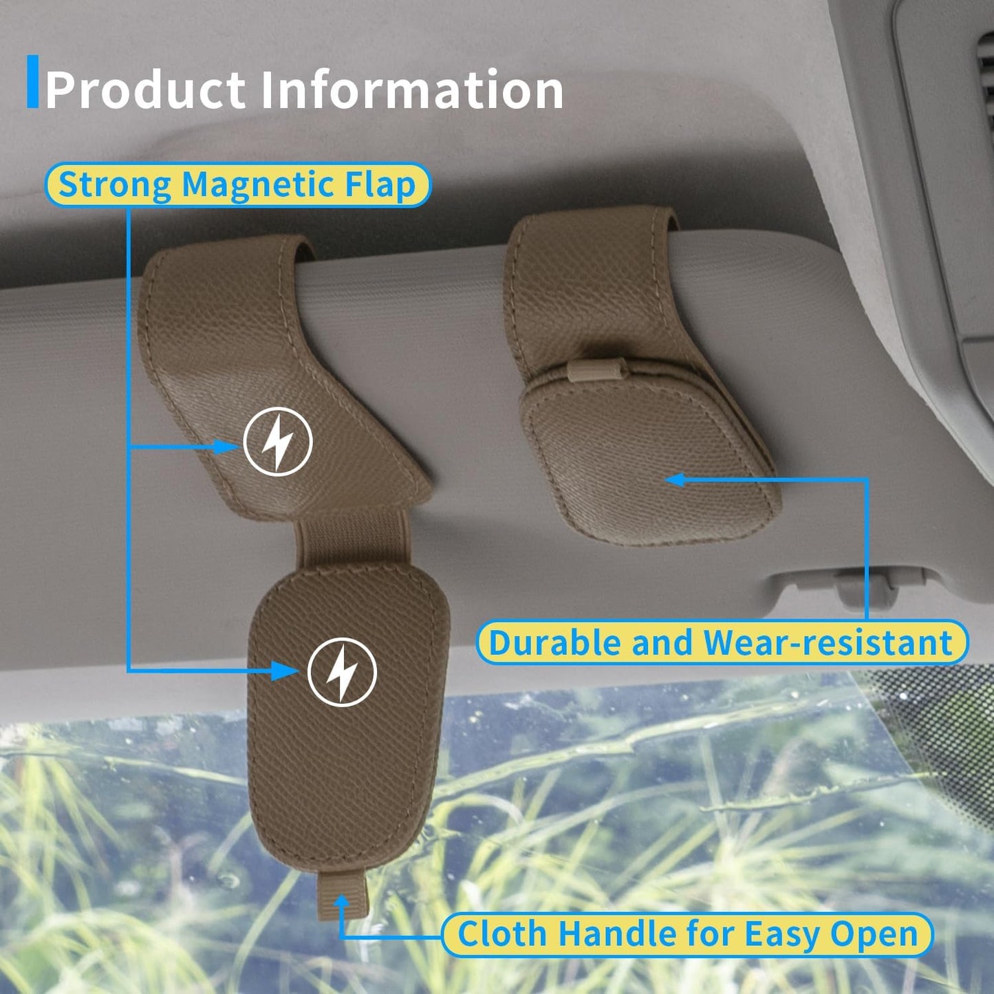 Yuoyar 2 Packs Magnetic Sunglass Holder for Car Visor (Grey) | Magnetic Interior Car Accessories