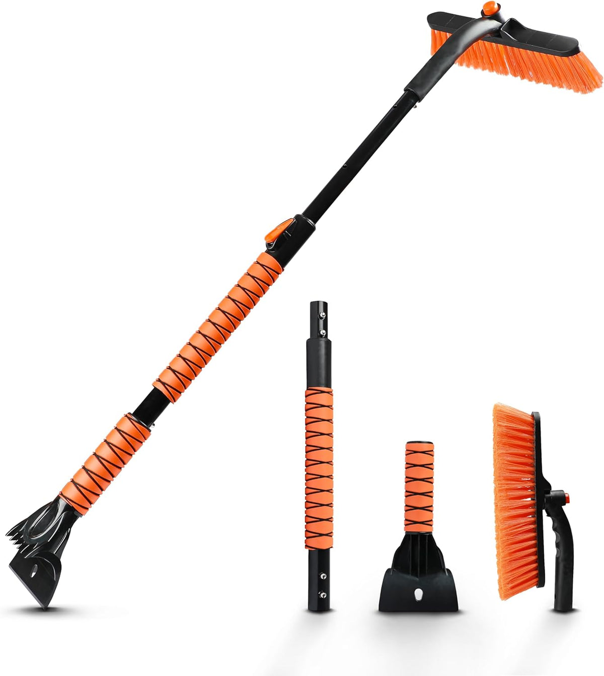EcoNour 27" 3 in 1 Snow Brush with ice Scraper for car Windshield and Window | 360° Aluminum Rotatable Snow Brush for car | Winter Snow Removal Tools with Detachable Foam Grip | Winter Car Accessories