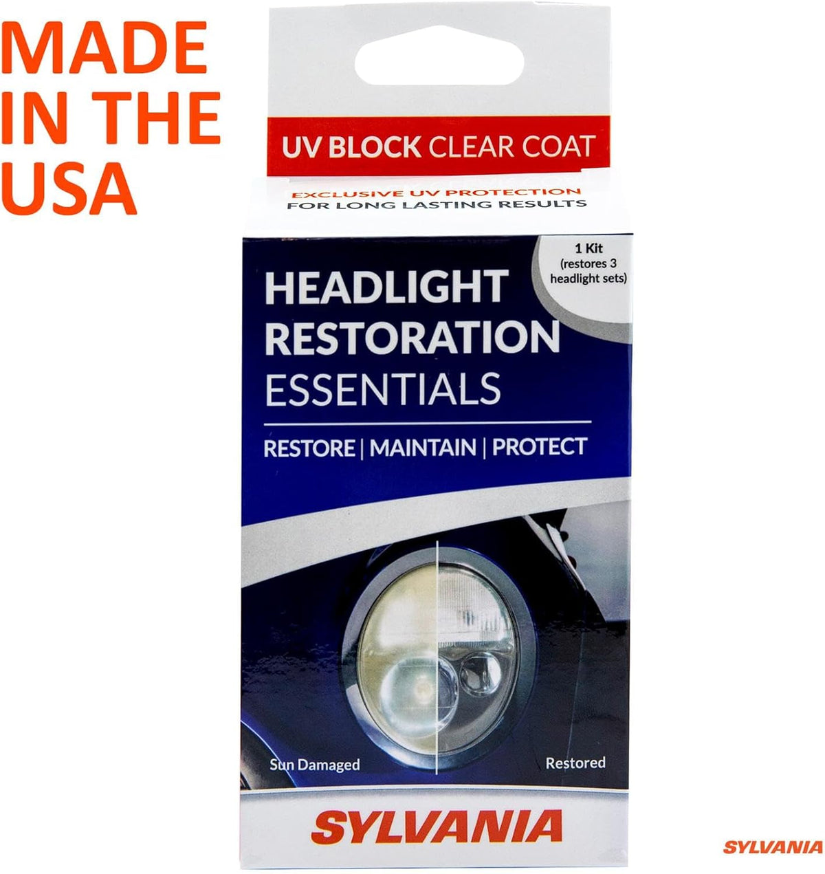 SYLVANIA Headlight Restoration Kit - Long-Lasting Headlight Repair Kit for Restoring to Like-New Condition - Surface Activator, Exclusive UV Coating, Clarifying Compound & More - No Tools Required
