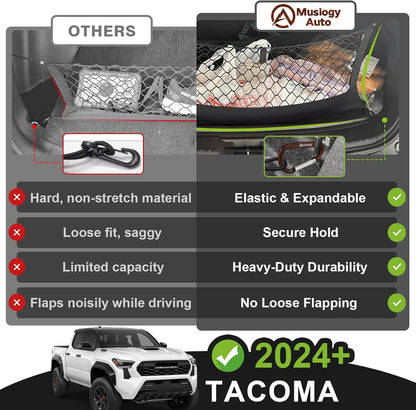 Muslogy Truck Bed Cargo Net Trunk Netting Compatible with 2023-2025 2026 Honda CR-V Accessories, Pickup Cargo Organizer SUV Sedan Storage Net w/Heavy Duty Carabiners - Colors A
