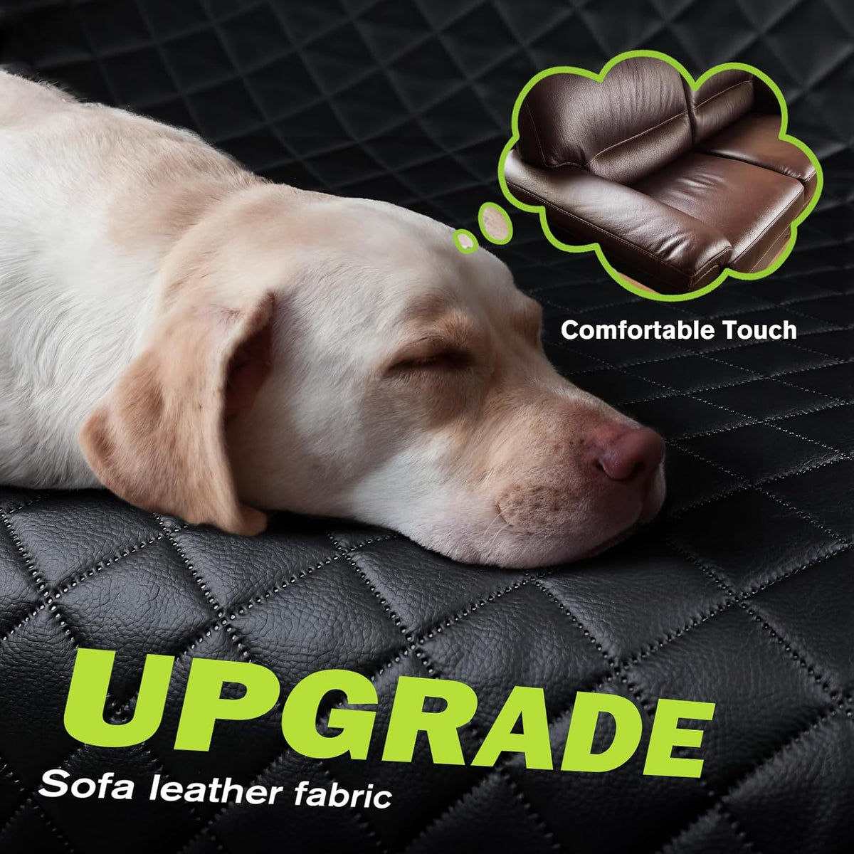 Dog Car Seat Cover for Back Seat, Waterproof Leather Fabric Back Seat Extender for dogs 52.4 * 24.4in, Foldable in The Car, Hard PVC Panels Bottom Support to 330 lbs, for Cars/Mid-Size SUV/Small Truck