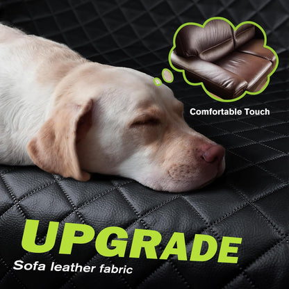 Dog Car Seat Cover for Back Seat, Waterproof Leather Fabric Back Seat Extender for dogs 52.4 * 24.4in, Foldable in The Car, Hard PVC Panels Bottom Support to 330 lbs, for Cars/Mid-Size SUV/Small Truck