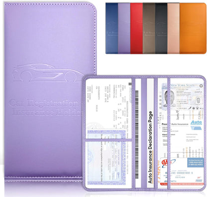 Purple Car Registration and Insurance Holder with Magnetic Closure for Glove Box Organizers Car Document Holder Car Document Organizer Car Glove Box Organizer
