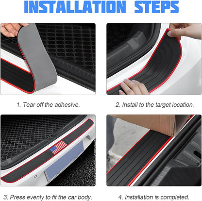 Car Rear Bumper Protector Guard, Anti-Scratch Abrasion Rubber Trunk Door Entry Sill Guard, Non-Slip Vehicle Trim Cover Protection Strip, Car Accessories for Most Cars and SUV (Black/Red/35.4" x2.7)