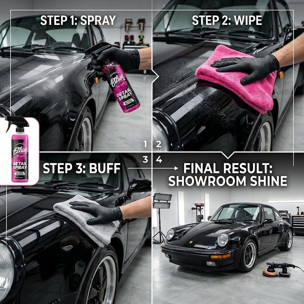 Ethos Car Detail Spray - The Ultimate Quick Car Detailer for Car Shine & Protection - Enhances Gloss, Slickness & Hydrophobic Properties - Detailing Spray - Safe for Paint, Glass & Chrome
