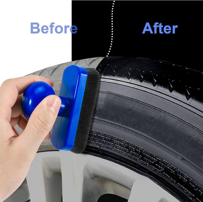 UNIMEIX Tire Shine Applicator Brush Large Vegan Tire Shine Brush with Storage Stand for Vehicles Tire Shine Polish Wax and Car Wash