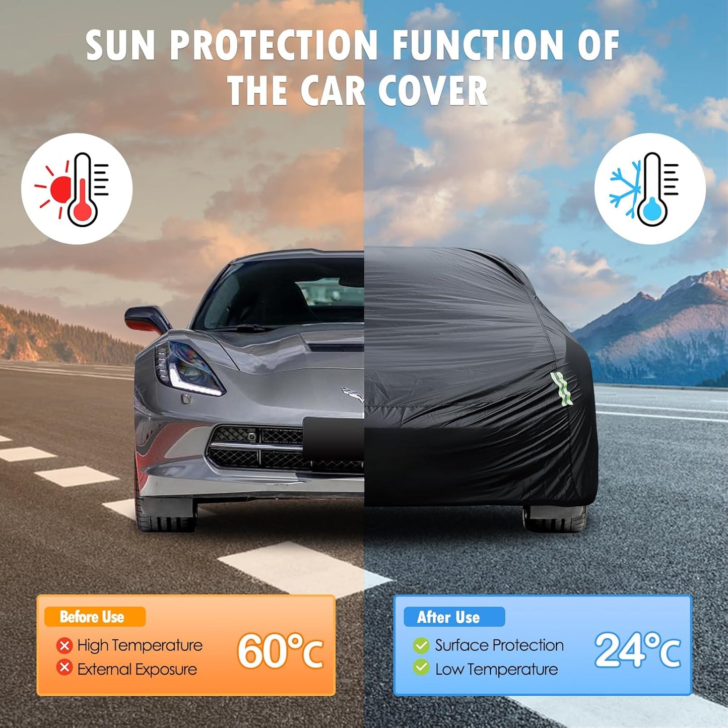 Car Cover Custom Fit for Toyota Corolla 2000-2025, Honda Civic 1991-2025, Waterproof All Weather Full Exterior Cover Rain Sun Protector Car Cover with Door Zipper