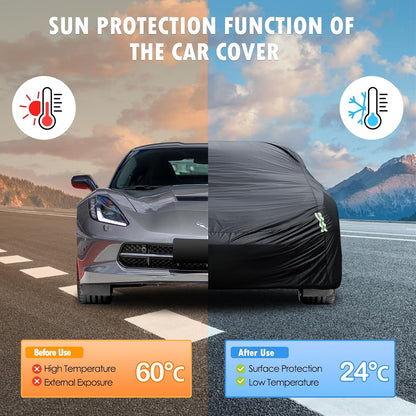 Car Cover Custom Fit for Toyota Corolla 2000-2025, Honda Civic 1991-2025, Waterproof All Weather Full Exterior Cover Rain Sun Protector Car Cover with Door Zipper