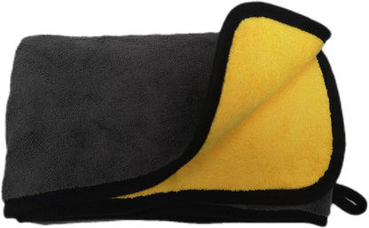 SOFTBATFY Ultrasoft, Large, Thick and Quick Drying Car Microfiber Cleaning Towel 800GSM Polishing Waxing Auto Detailing Towel Cloth (6pack,16 x 16inches) (Grey-Yellow)