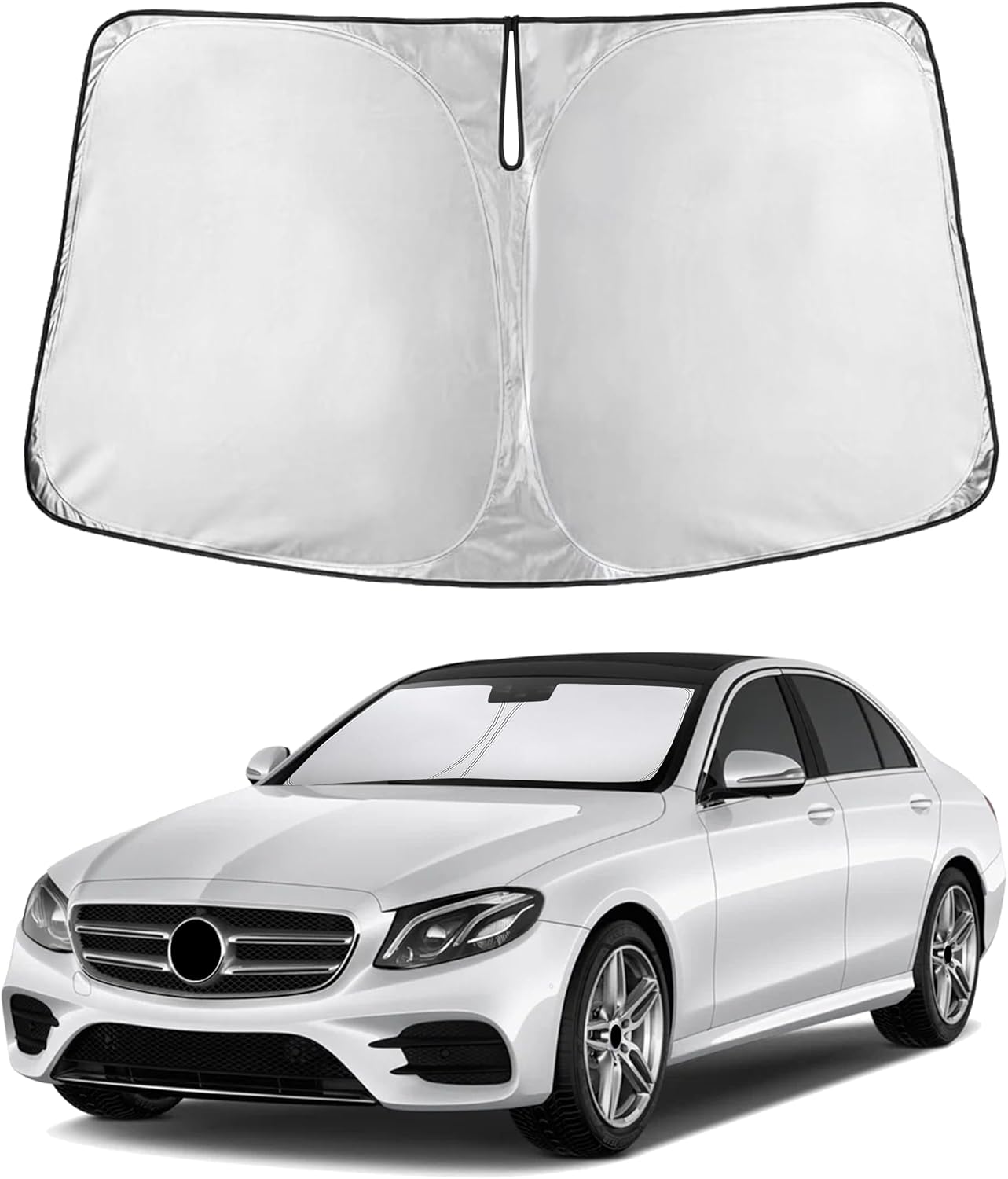 EcoNour Car Windshield Sun Shade | 2025 Upgraded Innovative No-Light-Pass Technology for Maximum Coverage | Foldable Sun Shade Keeps Your Vehicle Cool | Must-Have Car Accessories | Small (59" x 29") - Colors E