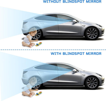 ZUFECY 2-Pack 360° Adjustable Blind Spot Mirrors - 2" Frameless Convex Glass for Sedans, Trucks & SUVs
