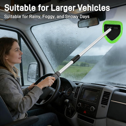 XINDELL 24-inch Windshield Cleaner Tool – Upgrade Large Head Car Interior&Exterior Window Cleaning Kit with Extendable Handle & 4 Microfiber Pads, Auto Wiper Brush for Car, Trucks, SUVs, RVs & Home