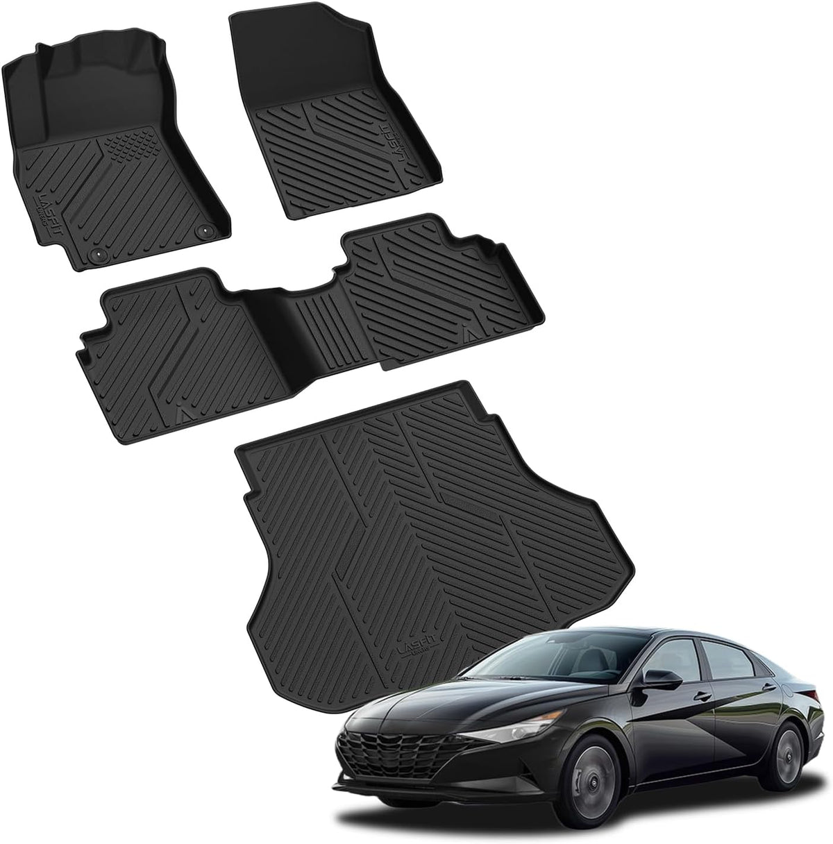 LASFIT Floor Mats Fits for Hyundai Sonata 2020-2026 (Only for FWD & Gas) & Kia K5 2021-2025 (Only for FWD) Custom Fit TPE All Weather Floor Liners Car Mats Accessories, Black