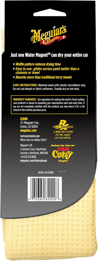 Meguiar's Water Magnet Microfiber Drying Towel, Premium Car Wash Microfiber Towel that’s Super Plush, Water Absorbent & Scratch-Free Big Microfiber Towels for Cars, 1 Pack