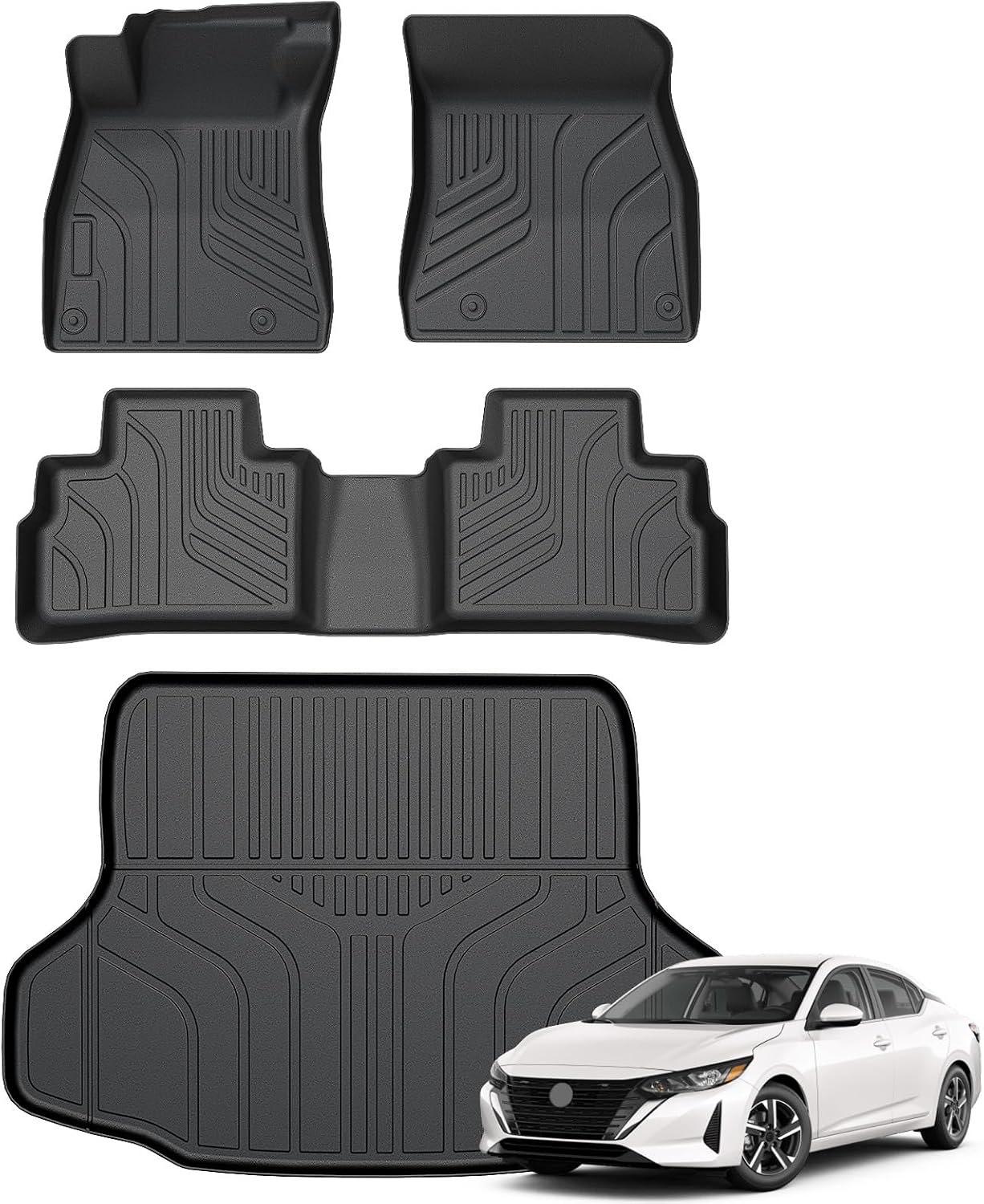 Floor Mats Set for Nissan Rogue 2026 2025 2024-2021 Accessories, Full Coverage All Weather Floor Mats Cargo Mat with Backrest Protectors & Door Sill Guards (Not for Sport)