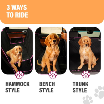 Active Pets Black Standard Dog Car Hammock Back Seat Cover, Waterproof Backseat Cover Protector for Truck Bench Rear of Sedans or SUVs, Essential Pet Supplies Vacuum or Wipe Clean, Machine Washable