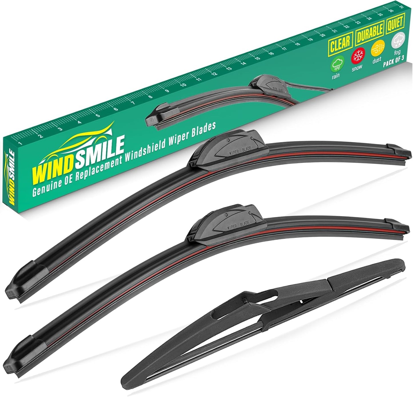 26" 16" 12" Windshield Wiper Blades Replacement for Toyota RAV4 2019 2020 2021 2022 2023 2024 2025 RAV 4 / Mazda 5 2006-2015 Premium All Weather Front Rear Wipers Set - OEM Quality (Pack of 3) - Colors D