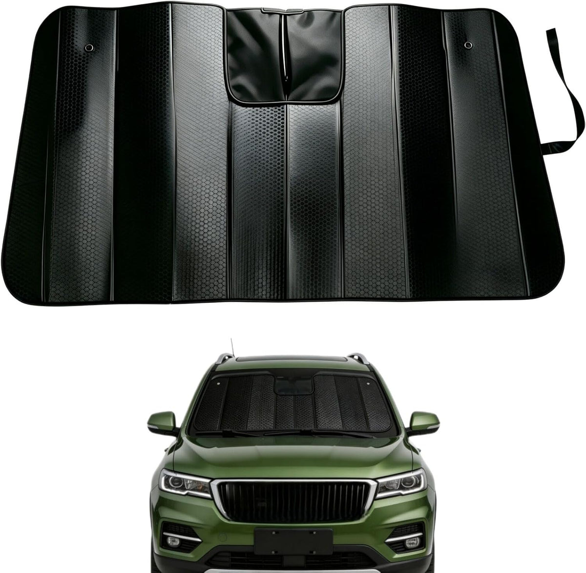 GWUSKDT Car Sun Shade, Sun Protector,Foldable Front Window Shade-Thicken 5-Layer Bubble for Auto Windshield UV Protection and Heat Reflector 58"x 27.5" (Blue)