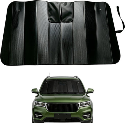 GWUSKDT Car Sun Shade, Sun Protector,Foldable Front Window Shade-Thicken 5-Layer Bubble for Auto Windshield UV Protection and Heat Reflector 58"x 27.5" (Blue)