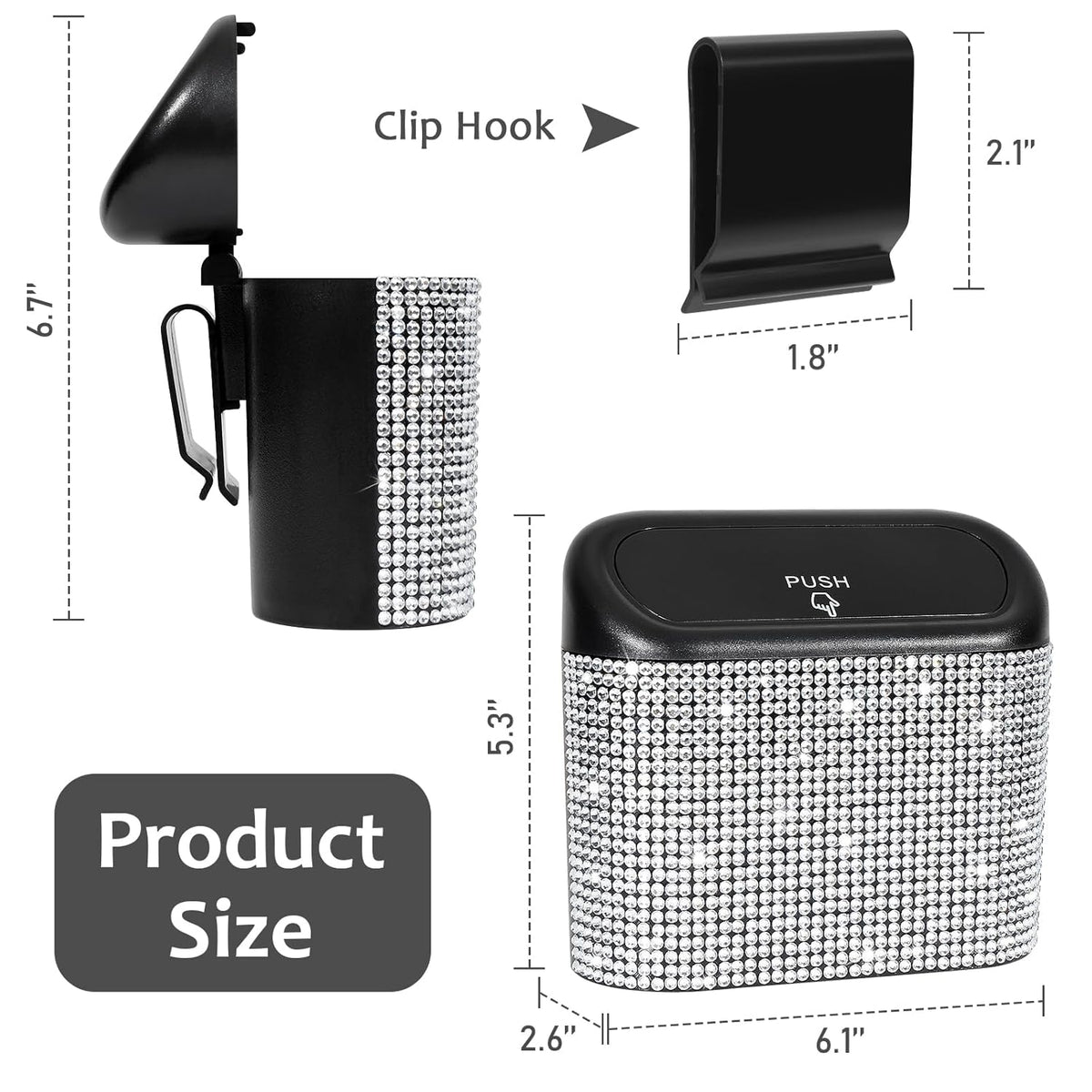 Accmor Car Trash Can with Lid, Leakproof Vehicle Garbage Organizer Holder Bin with 60 Pcs Trash Bags, Mini Auto Dustbin Interior Accessories Storage Container for SUV, Office, Home