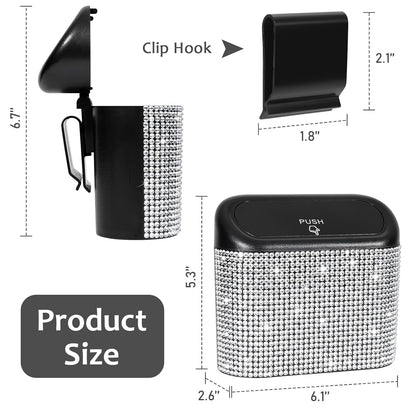 Accmor Car Trash Can with Lid, Leakproof Vehicle Garbage Organizer Holder Bin with 60 Pcs Trash Bags, Mini Auto Dustbin Interior Accessories Storage Container for SUV, Office, Home
