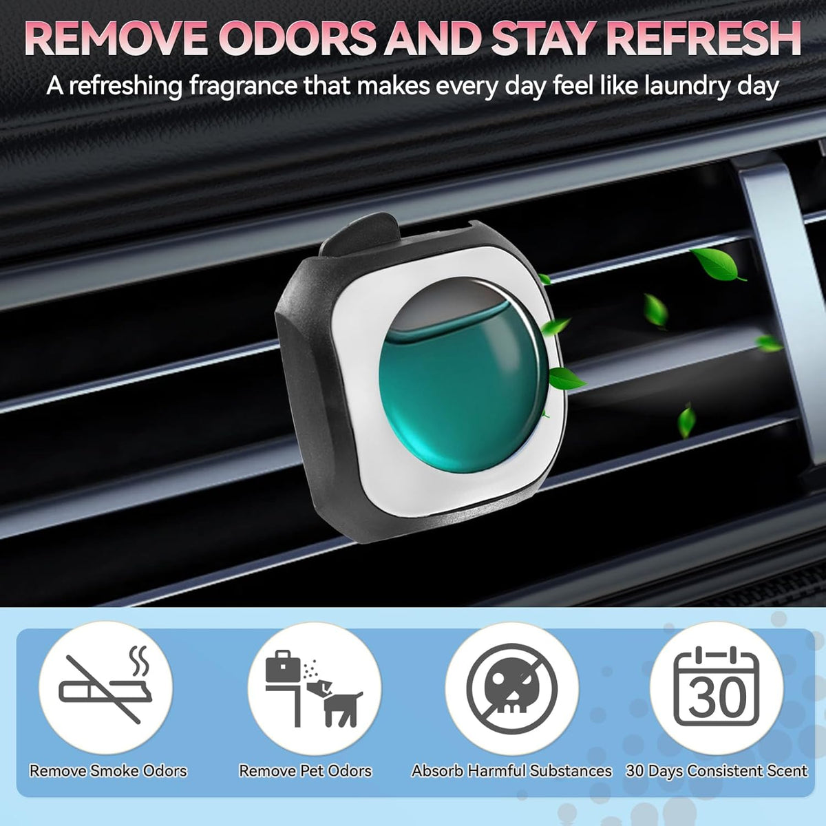 Car Air Freshener Vent Clip 6 Pack 4ml Each Up to 180 Days Long Lasting Scent Odor Eliminator for Women Men(Ocean Breeze)