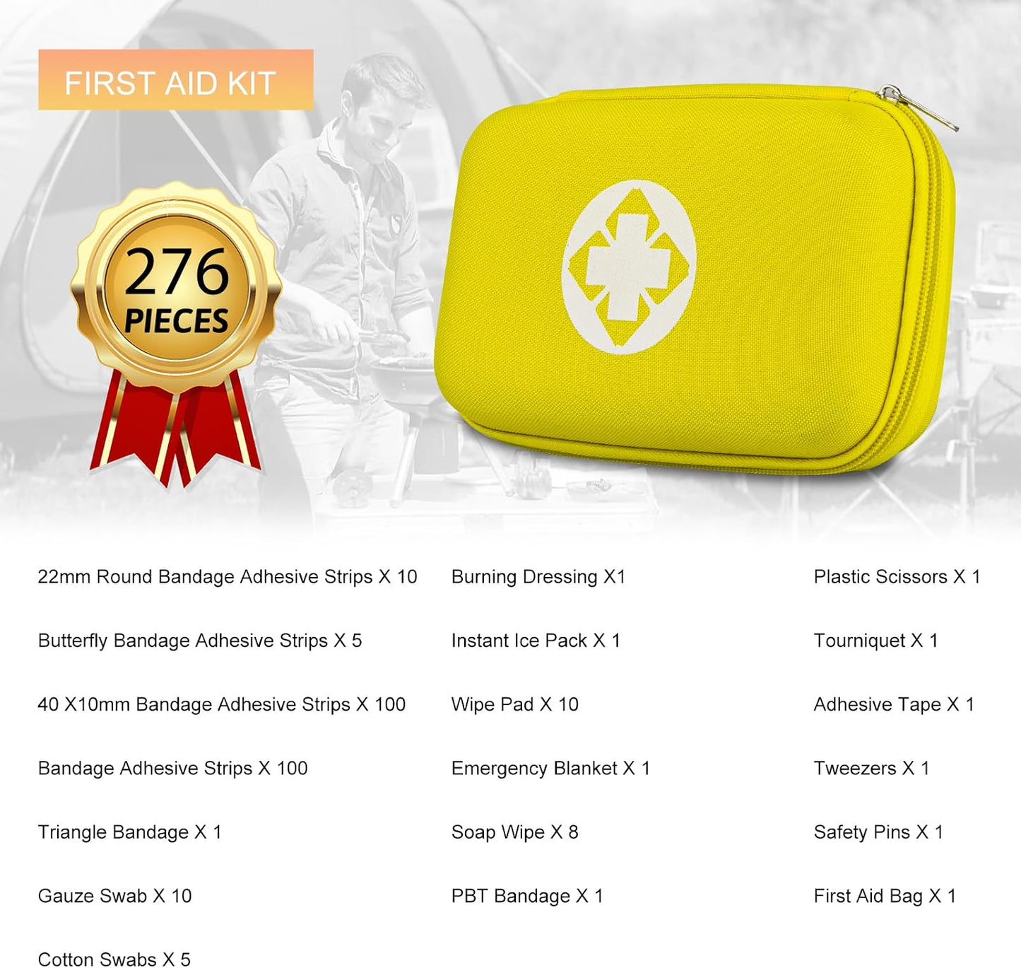 276PCS First Aid Kit Home Car Camping Hiking Emergency Supplies Small Compact Lovely Bag for School Outdoor, Basic Outdoor Essentials Survival Kit for Travel AMORNING