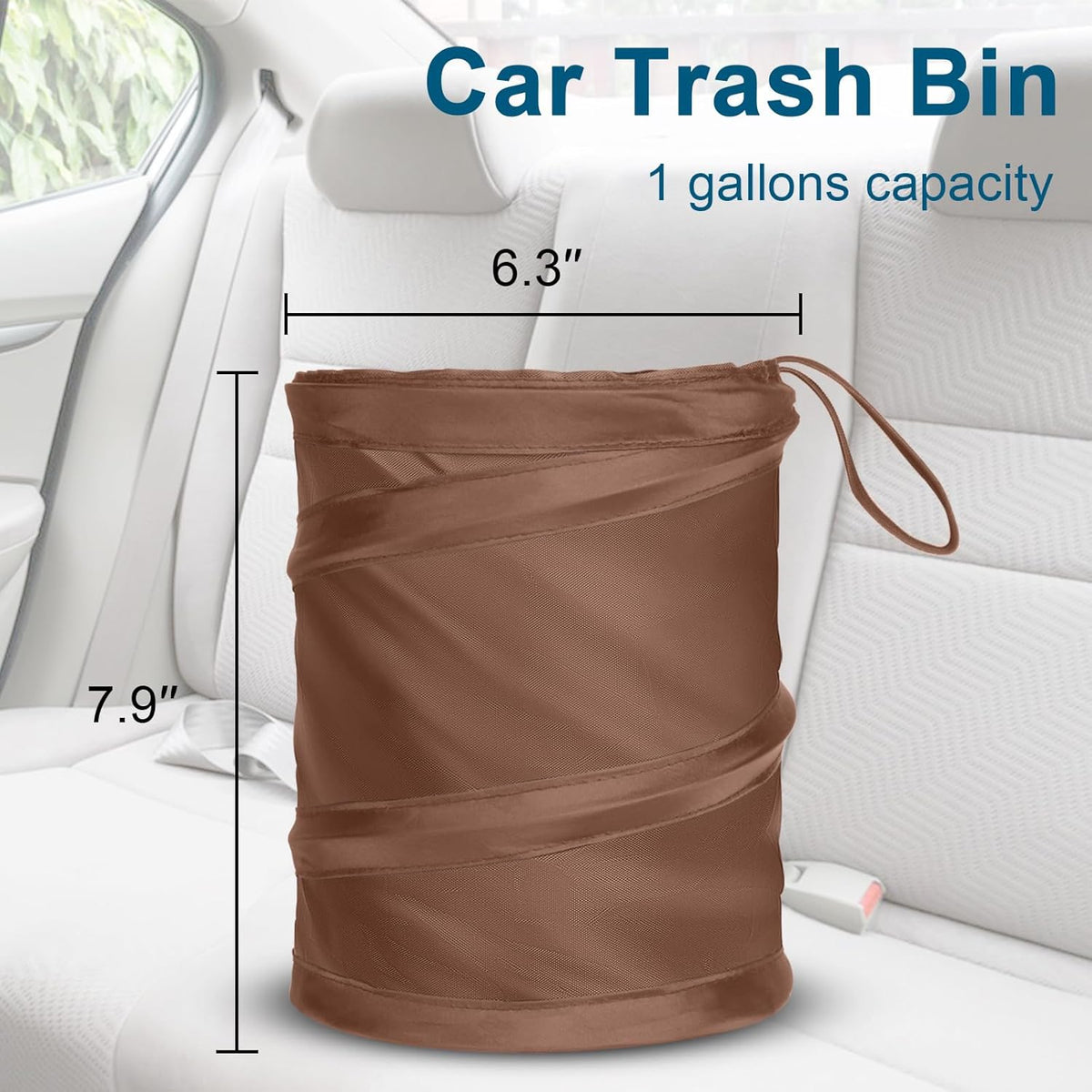 Car Trash Can, 2 Packs Mini Collapsible Pop-up Car Garbage Can, Waterproof Hanging Car Trash Bag with Velcro, Car Trash Bin, Black