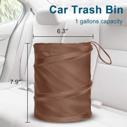 Car Trash Can, 2 Packs Mini Collapsible Pop-up Car Garbage Can, Waterproof Hanging Car Trash Bag with Velcro, Car Trash Bin, Black