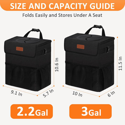 Vankor Car Trash Can Bin with Lid Hanging for Back Seat, Car Accessories for Women Men Leak Proof Automotive Garbage Cans Leakproof Vehicle Trash Can for Truck SUV Black