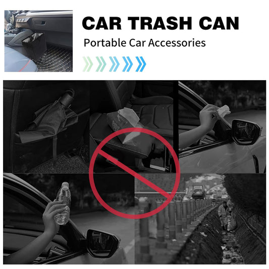 Homelove Car Trash Can, Leak-Proof Waterproof Trash Bin Collapsible Portable Auto Garbage Bag Large Capacity Trashcan Storage Bag Multipurpose Car Organizer Hanging (Black)