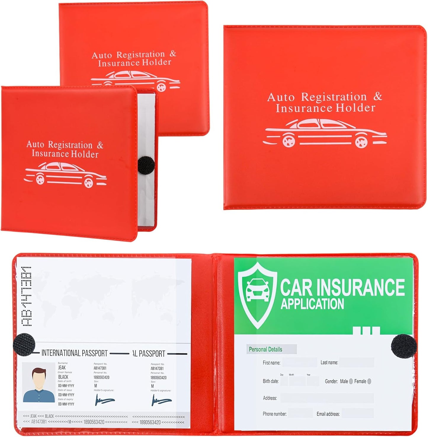 Pacific Mailer Auto Registration and Insurance Card Holder 2 Packs Car Document ID Holder Glove Box Organizer Car Accessories, Black