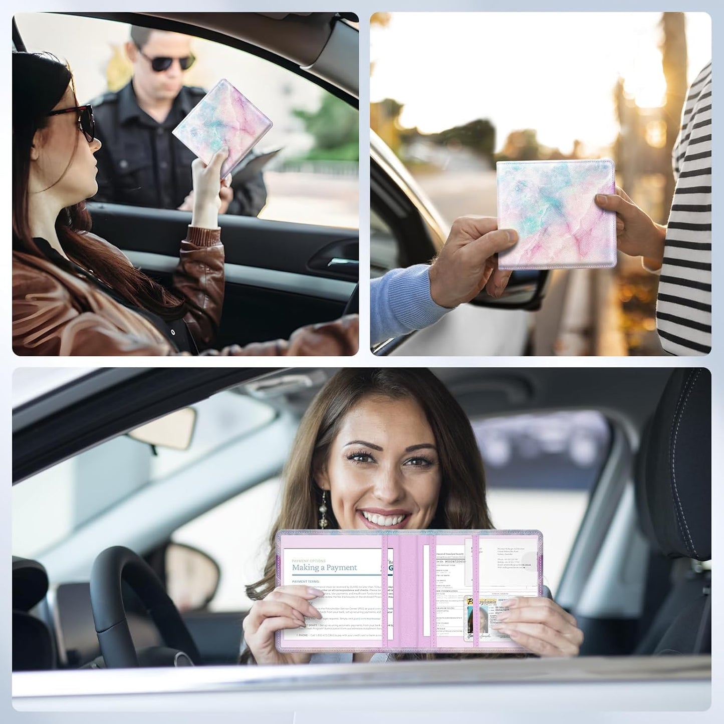 Car Registration and Insurance Card Holder，Vehicle Glove Box Car Organizer，Accessories Case for Storing Driving Licences, Cards, Documents