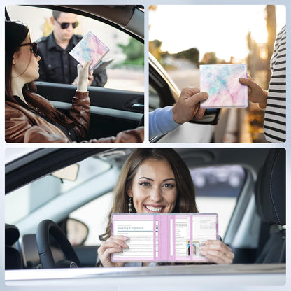 Car Registration and Insurance Card Holder，Vehicle Glove Box Car Organizer，Accessories Case for Storing Driving Licences, Cards, Documents
