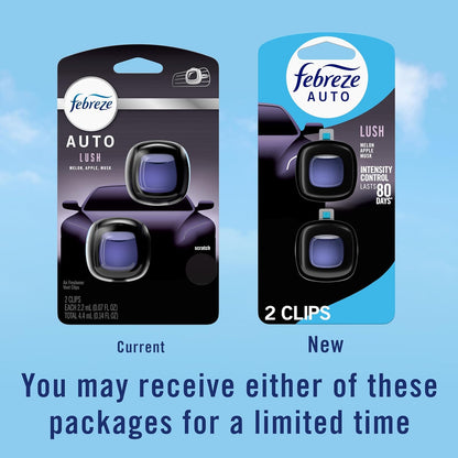Febreze AUTO Air Freshener, Odor-Fighting Automotive Vent Clip, Midnight Storm Scent, 8 Count