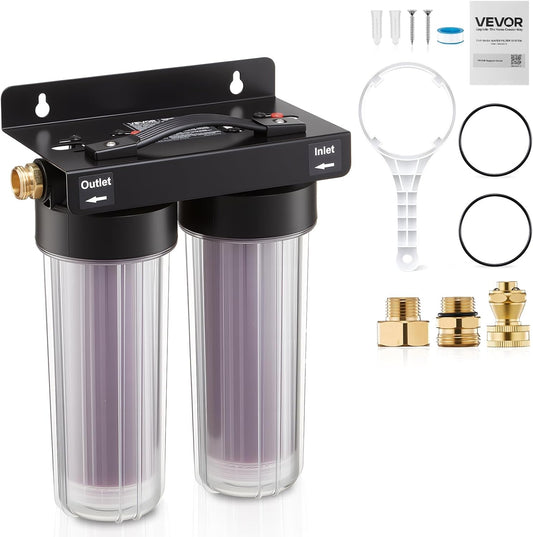 VEVOR Deionized Water System for Car Wash, Spotless Car Wash Water System with 2 x 0.5L Color Changing Resin, Spot-Free Deionized Water Filter for Cars RVs Motorcycles Windows