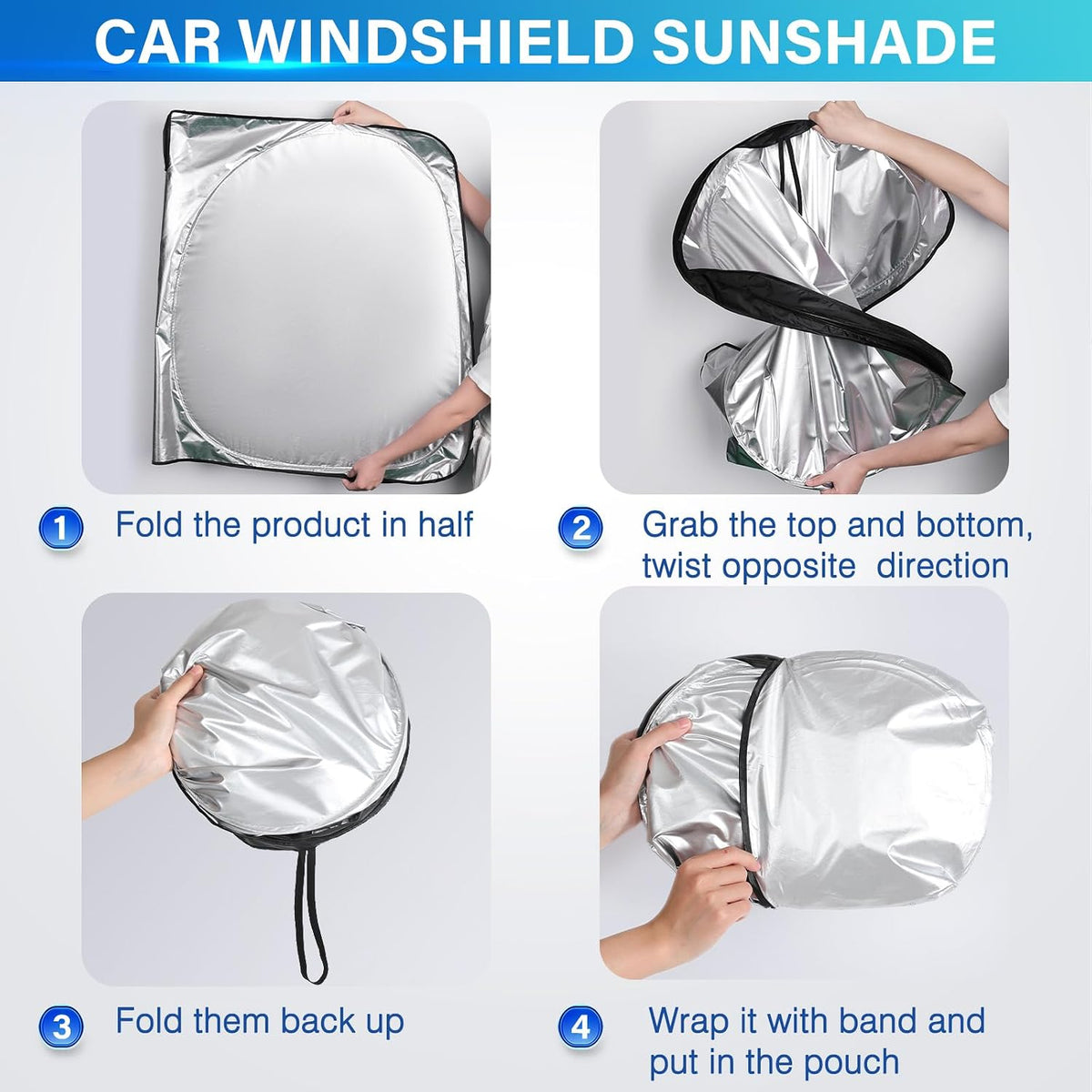 Iridescent Sun Shade for Car Windshield, Foldable Universal Car Windshield Upgrade Sunshade Enhanced UV Rays Reflective Sun Visor Shade Keeps Vehicle Cool