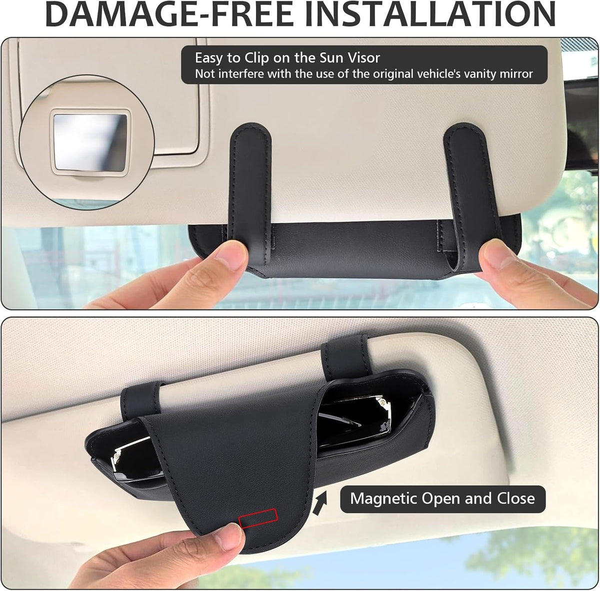 Accmor Sunglasses Holder for Car Sun Visor, Auto Eyeglasses Protective Storage Case, Vehicle Visor Accessories Organizer Box