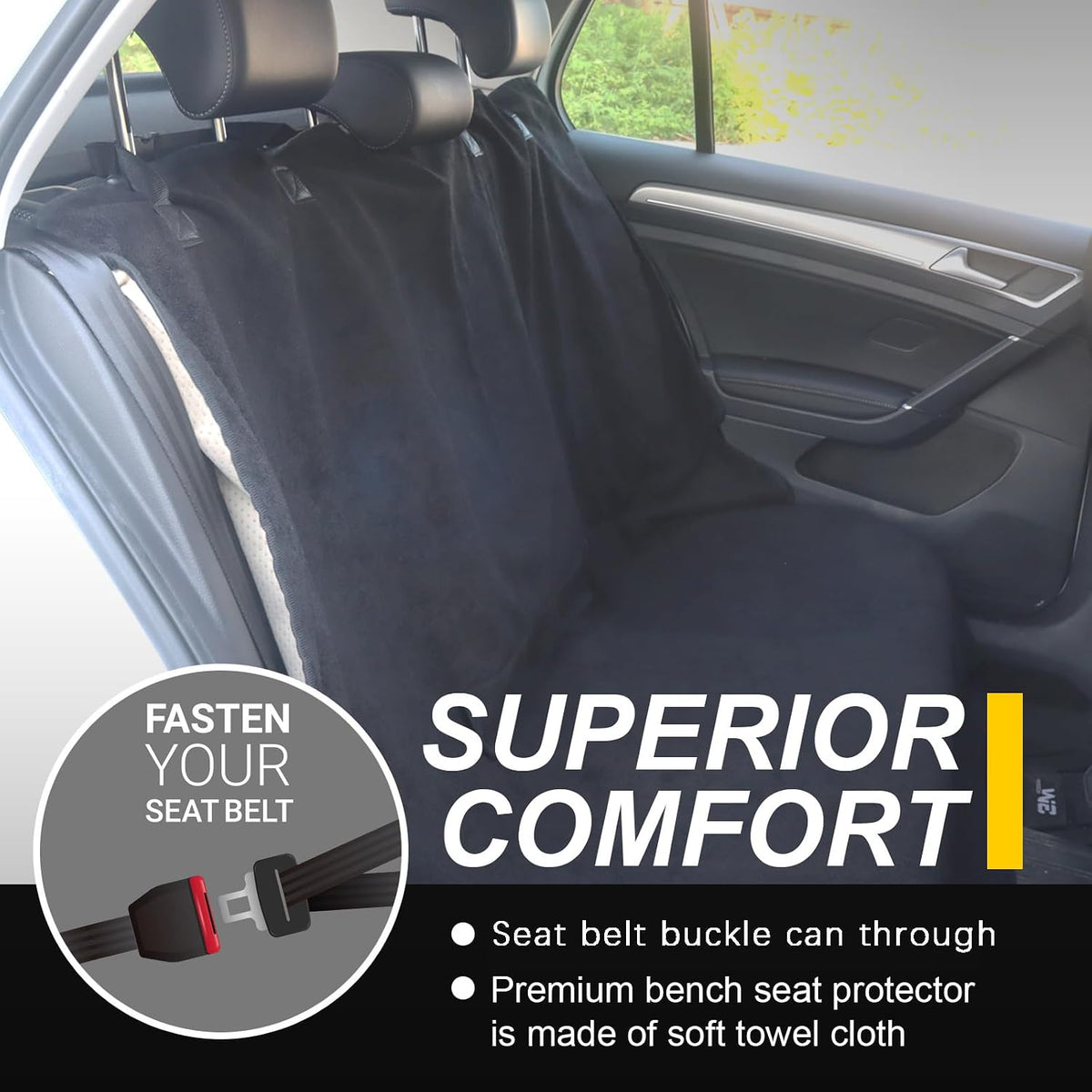 Car Seat Cover Protector Front Seats,for Gym Workout,Running,Swimming,Beach and Hiking,Waterproof Sweat Towel Bucket Seat Covers for Cars SUV Trucks (Black, 1Pcs)
