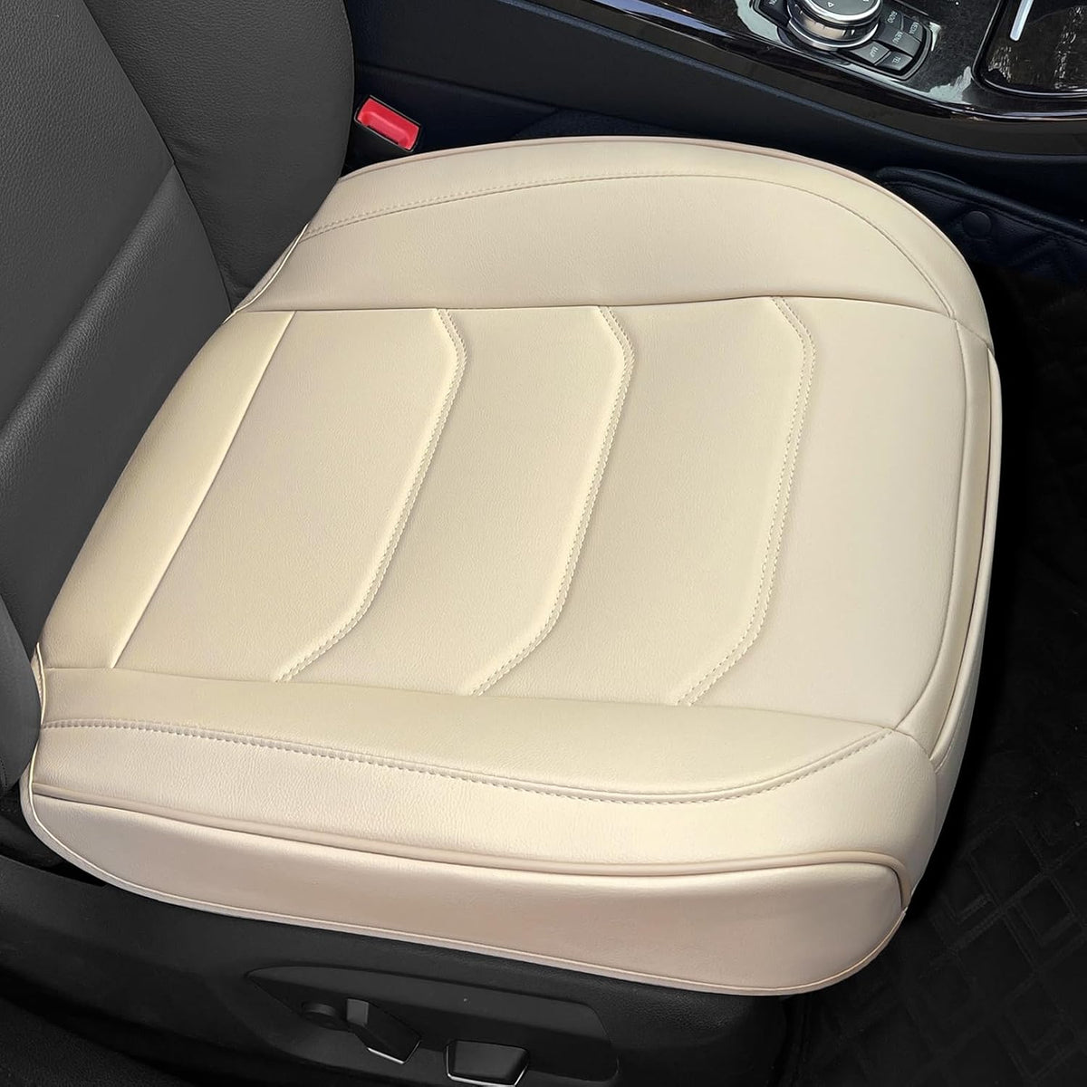 BOPUOVRE Car Seat Cover for Luxury & Comfort - PU Leather, Anti-Slip, Full Wrap Protection with Storage Pocket for Bottom Cushion - Universal Fit for 95% of Vehicles (Black,1 Piece)