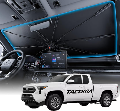 Wigoo Windshield Sun Shade Umbrella for Tesla Model Y [100% Sun Blockage, Ice Cooling Fabric] Foldable Heat Insulation Front Window Sunshade Umbrella for Tesla Model Y 2020–2026 (Juniper)