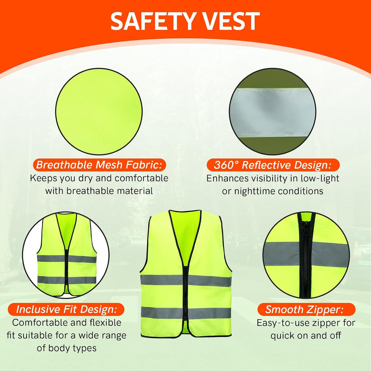 MYFULLY 2 Pack Emergency Warning Triangle and Reflective Safety Vest Set – Foldable Reflective Roadside Triangles, Essential Car Emergency Kit for Vehicle Breakdowns and Road Safety
