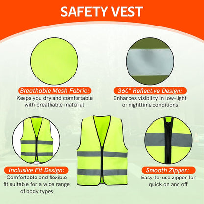 MYFULLY 2 Pack Emergency Warning Triangle and Reflective Safety Vest Set – Foldable Reflective Roadside Triangles, Essential Car Emergency Kit for Vehicle Breakdowns and Road Safety