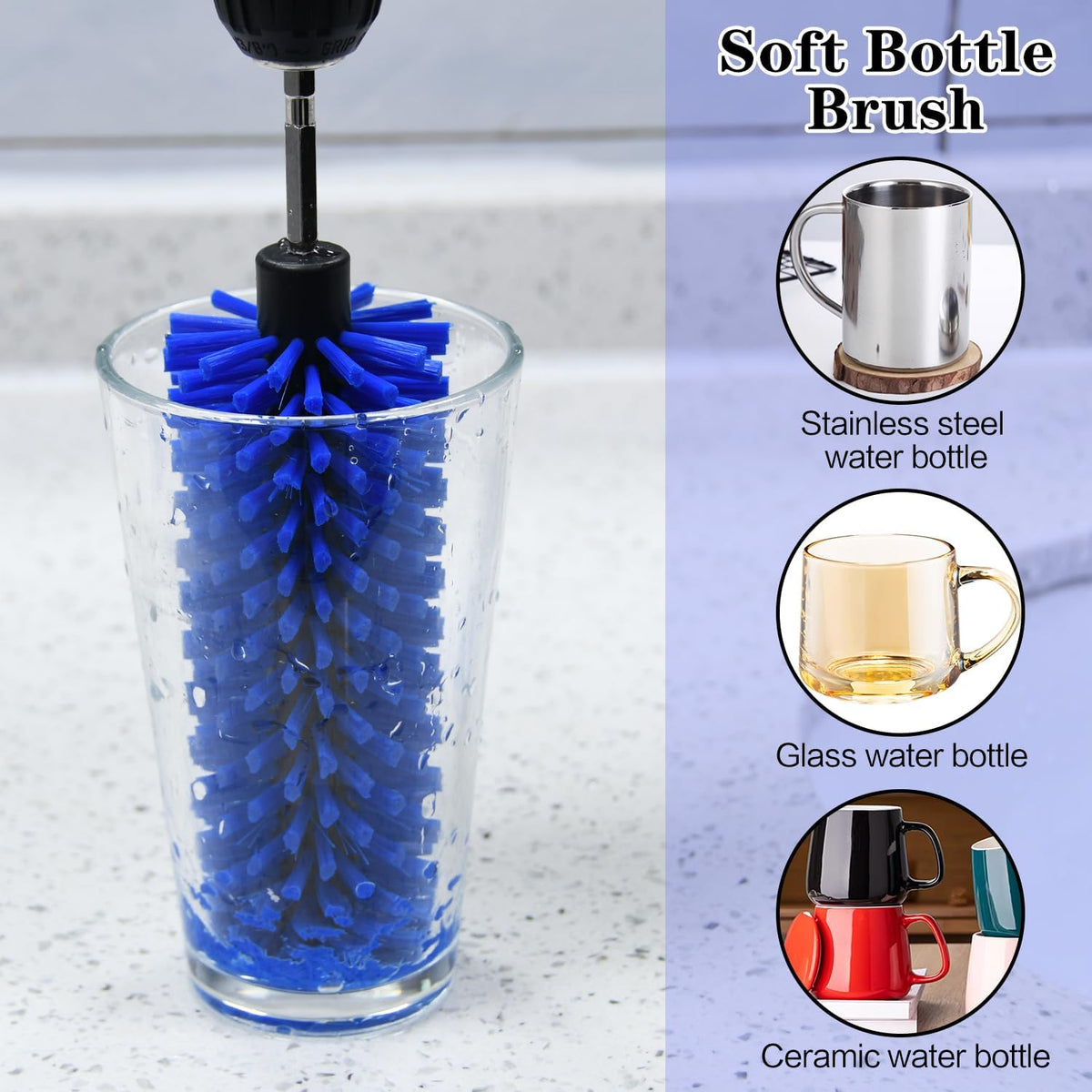Drill Brush for Car Wheel and Bottle, Highly Dense and Durable Car Cleaning Brush for Wheels, Rims, Engines, Exhaust, Bottle
