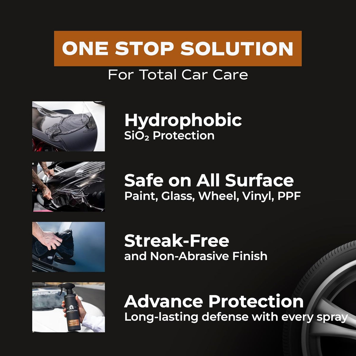 Detail Spray (16 fl. oz) - Premium Ready to Use Waterless Car Detail Spray, Made in USA, Non-Abrasive, Safe on All Coatings, Hydrophobic Protection