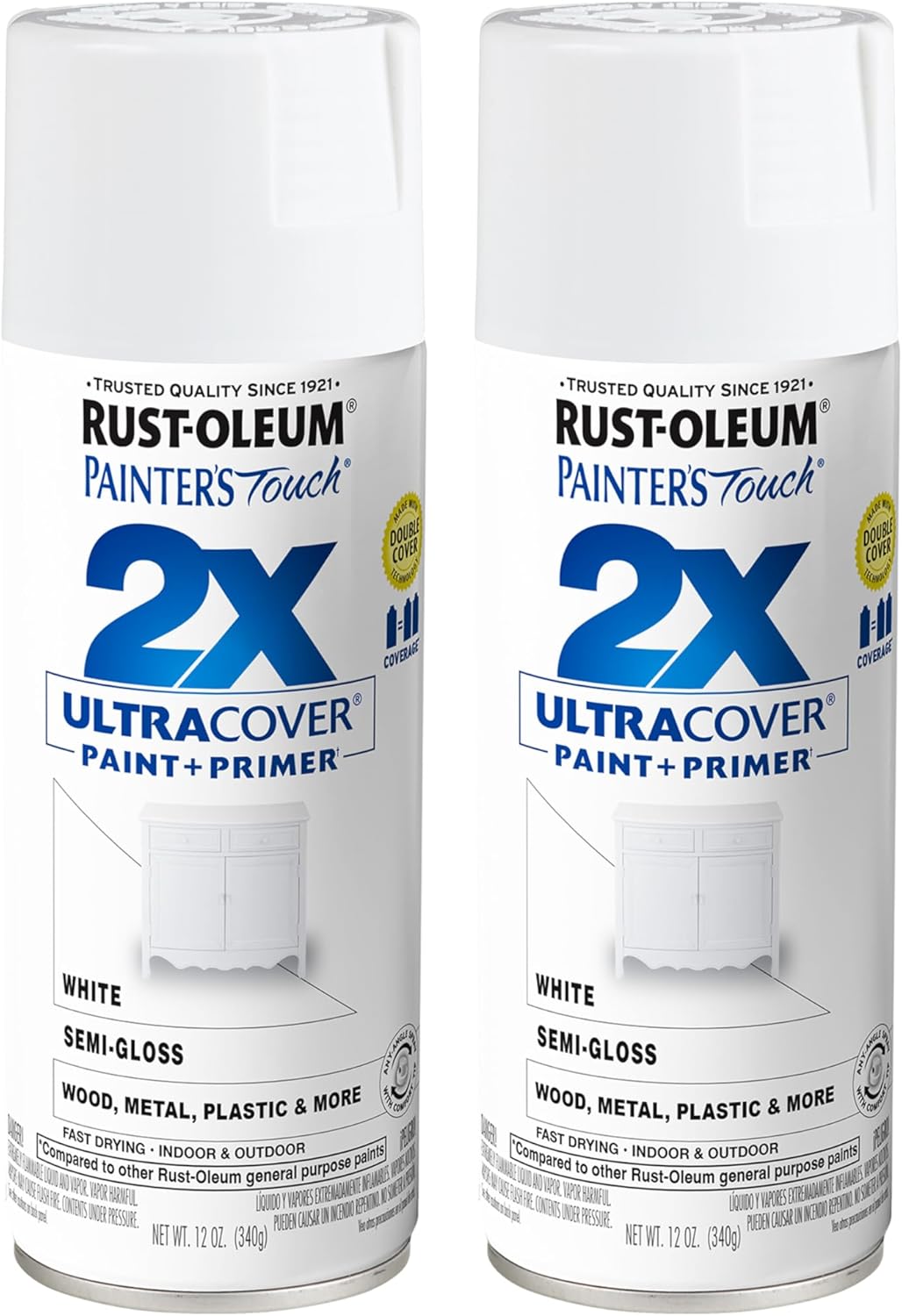 Rust-Oleum 334029 Painter's Touch 2X Ultra Cover Spray Paint, 12 oz, Gloss Clear - Colors B