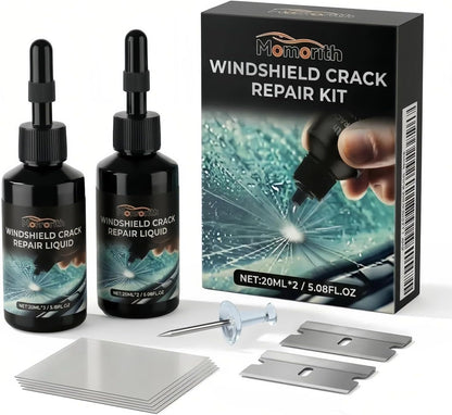 Windshield Crack Repair Kit – Quick Windshield Repair Kit, Nano Glass Fluid Windshield Chip Repair Kit for Bullseye, Star & Linear Cracks – Car Windshield Crack Repair Kit Fluid
