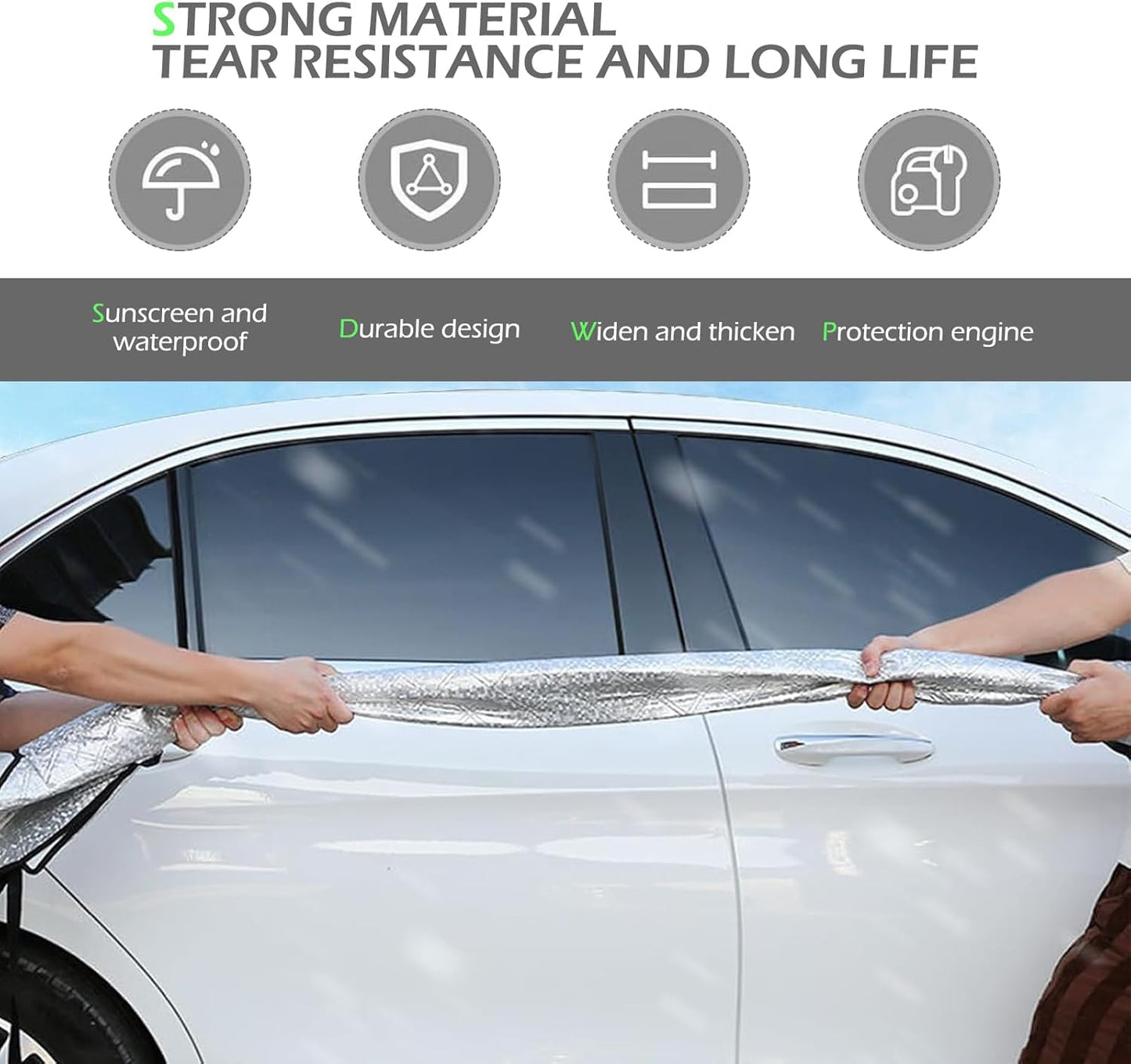 Heavy Duty Snow Car Cover, Widened & Thickened Vehicle Hood Windows Protector with Cotton Liner, All Weather Scratch-resistant Insulation Car Body Protector,Universal for Most Cars, SUVs, Trucks